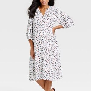 Hatch White Floral Midi Dress